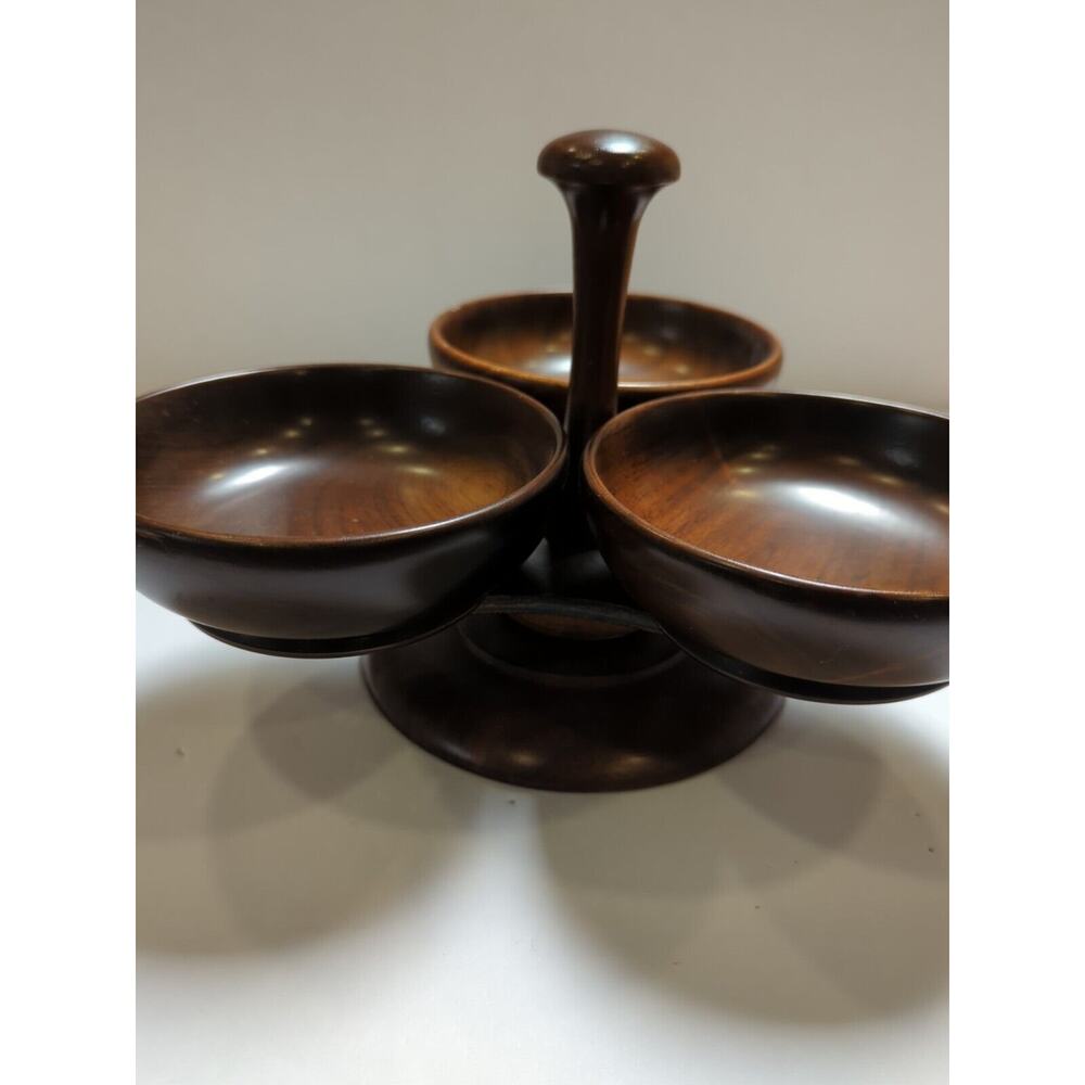 Vintage Margaret Studios Wood Lazy Susan Serving Bowls Rare Mid Century Modern - Picture 2 of 8